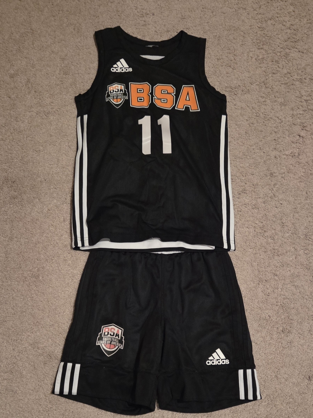 Adidas BSA Black Basketball Jersey & Shorts (Number 11)